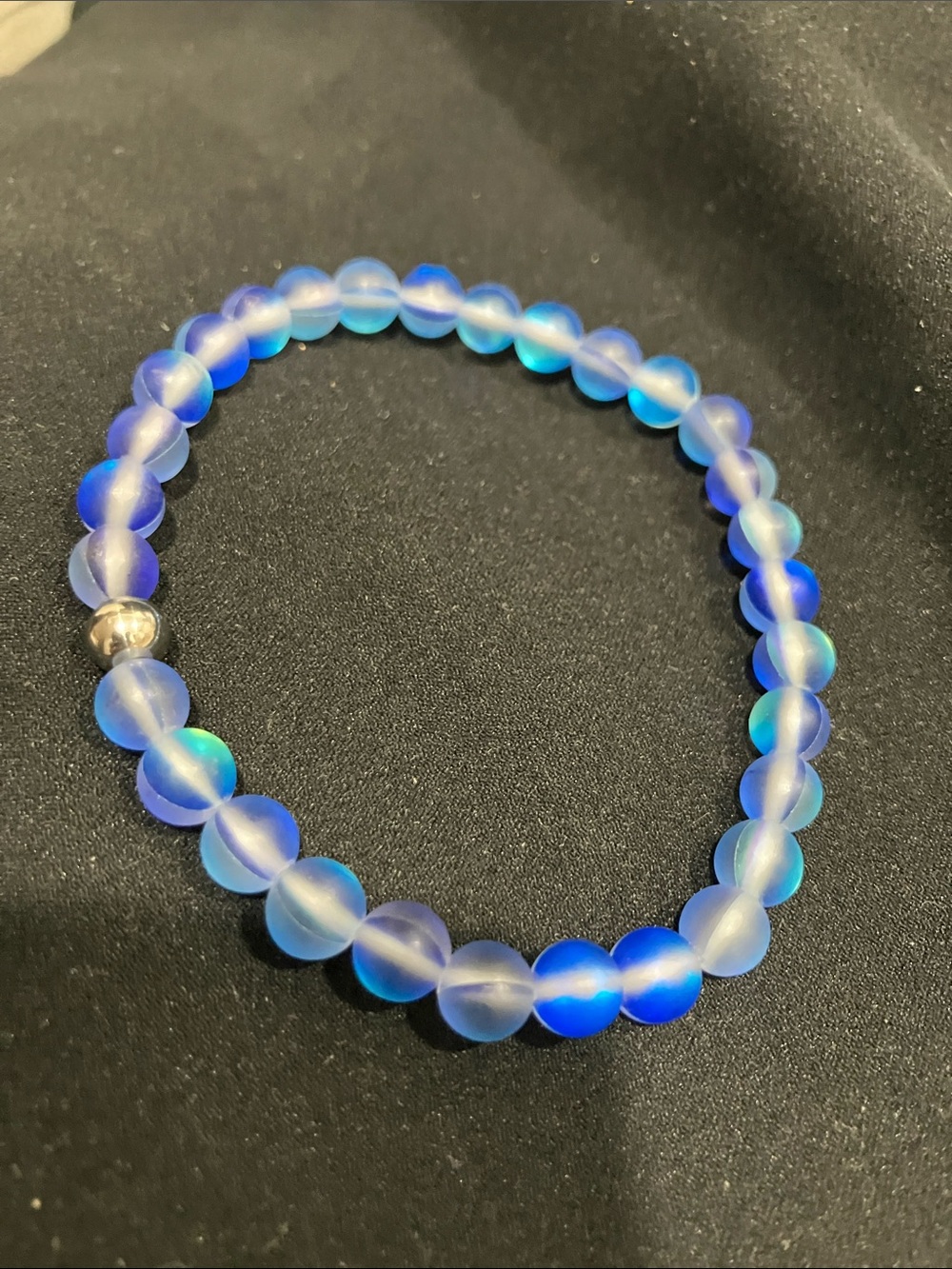 Blue Beaded Stretch Bracelet - Unbranded